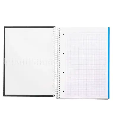 Cuaderno espiral liderpapel a4 micro crafty tapa forrada 120h 90 gr cuadro 5 mm 5 bandas 4 colores color negro
