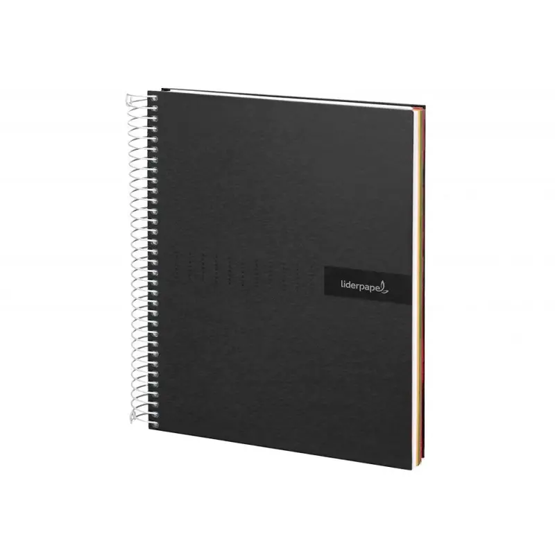 Cuaderno espiral liderpapel a4 micro crafty tapa forrada 120h 90 gr cuadro 5 mm 5 bandas 4 colores color negro