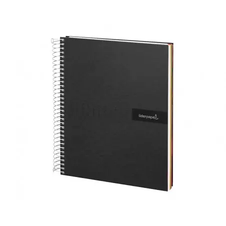 Cuaderno espiral liderpapel a4 micro crafty tapa forrada 120h 90 gr cuadro 5 mm 5 bandas 4 colores color negro