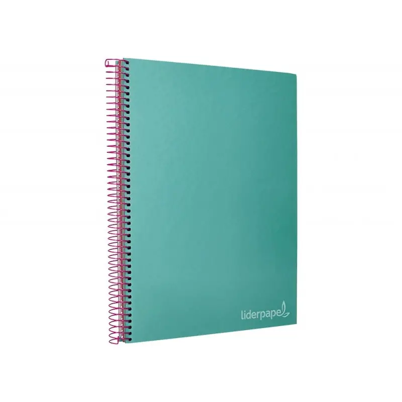 Cuaderno espiral liderpapel a4 micro jolly tapa forrada 140h 75 gr cuadro 5mm 5 bandas4 taladros color turquesa