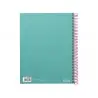 Cuaderno espiral liderpapel a4 micro jolly tapa forrada 140h 75 gr cuadro 5mm 5 bandas4 taladros color turquesa