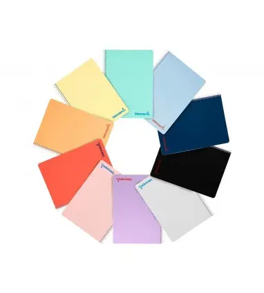 Cuaderno espiral liderpapel a4 wonder tapa plastico 80h 90 gr liso colores surtidos