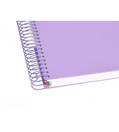 Cuaderno espiral a5 micro antartik tapa forrada120h 90 gr cuadro 5mm 5 banda 6 taladros color lavanda