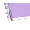 Cuaderno espiral a5 micro antartik tapa forrada120h 90 gr cuadro 5mm 5 banda 6 taladros color lavanda