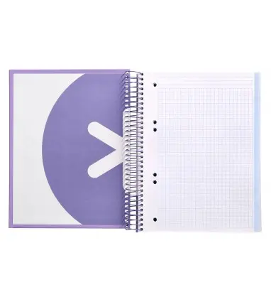Cuaderno espiral a5 micro antartik tapa forrada120h 90 gr cuadro 5mm 5 banda 6 taladros color lavanda