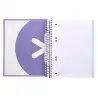 Cuaderno espiral a5 micro antartik tapa forrada120h 90 gr cuadro 5mm 5 banda 6 taladros color lavanda