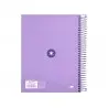 Cuaderno espiral a5 micro antartik tapa forrada120h 90 gr cuadro 5mm 5 banda 6 taladros color lavanda