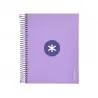 Cuaderno espiral a5 micro antartik tapa forrada120h 90 gr cuadro 5mm 5 banda 6 taladros color lavanda