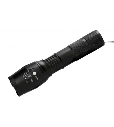 Linterna q-connect telescopica aluminio 5w modo alumbrado alto medio bajo estroboscopio sosapagado 3 pilas aaa