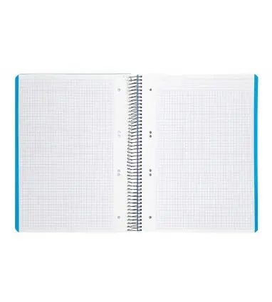 Cuaderno espiral liderpapel a5 micro wonder tapa plastico 120h 90g cuadro 5mm 5 bandas 6 taladros color celeste
