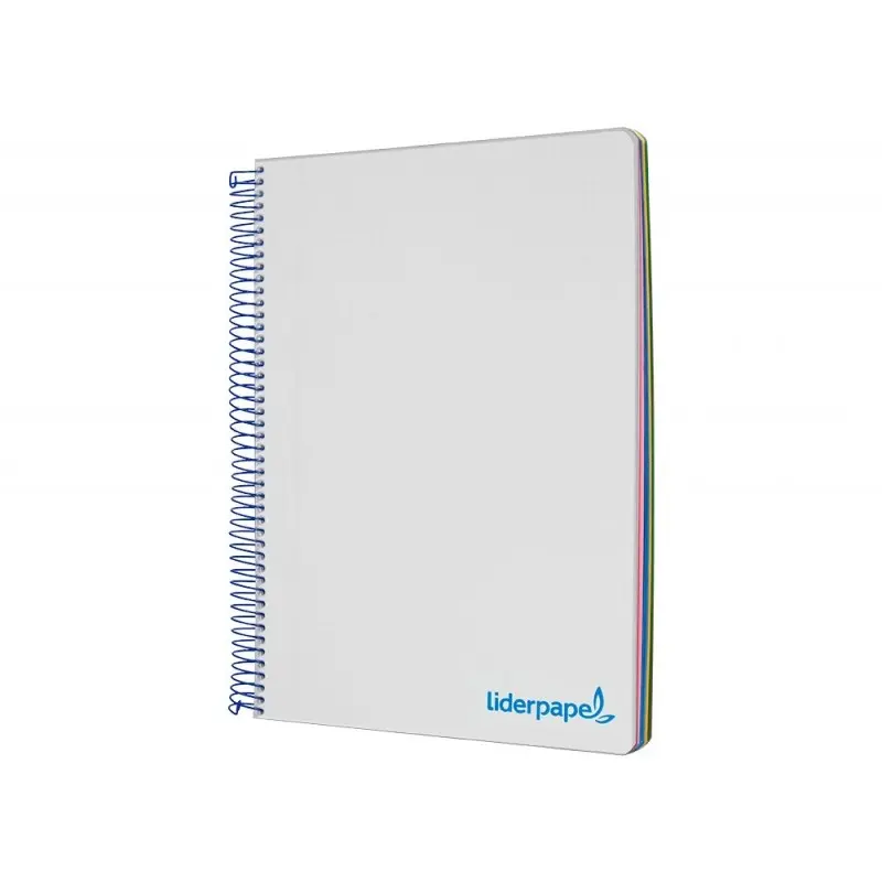 Cuaderno espiral liderpapel a5 micro wonder tapa plastico 120h 90g cuadro 5mm 5 bandas 6 taladros color gris