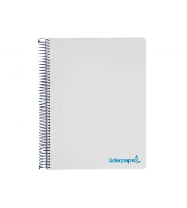 Cuaderno espiral liderpapel a5 micro wonder tapa plastico 120h 90g cuadro 5mm 5 bandas 6 taladros color gris
