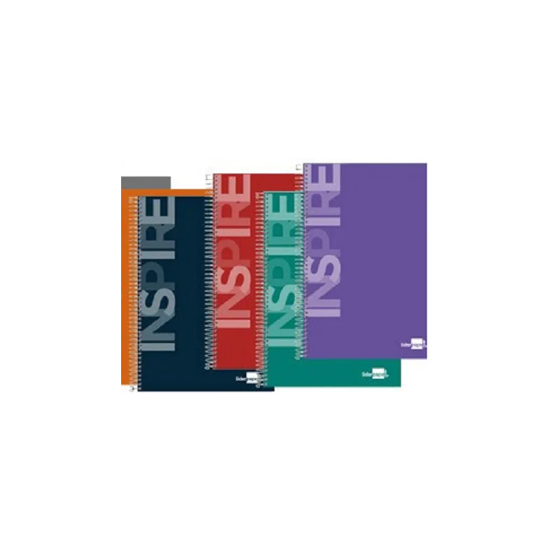 Cuaderno espiral liderpapel cuarto inspire tapa dura 80H 660 GR rayado montessori 3,5 mm con margen colores surtidos