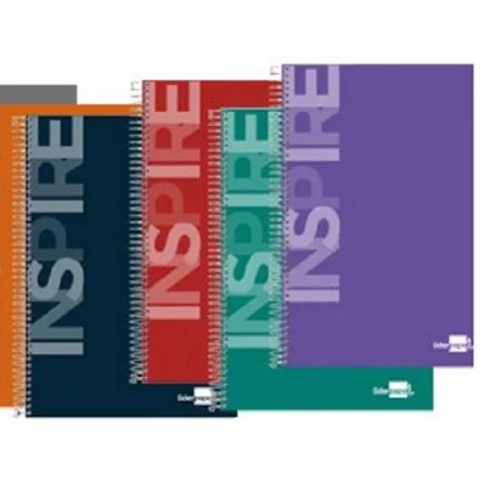 Cuaderno espiral liderpapel cuarto inspire tapa dura 80H 660 GR rayado montessori 3,5 mm con margen colores surtidos