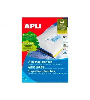 Etiqueta adhesiva apli 1270 tamaño 70x25 mm -fotocopiadora -laser -ink-jet-caja con 100 hojas din a4