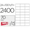 Etiqueta adhesiva apli 1273 tamaño 70x37 mm fotocopiadora laser ink-jet caja con 100 hojas din a4