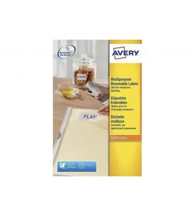 Etiqueta adhesiva avery removible tamaño 25,4x10 mm caja de 4725 unidades
