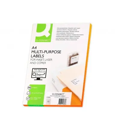 Etiqueta adhesiva q-connect kf00573 -tamaño 38,1x21,2 mm -fotocopiadora -laser -ink-jet-caja con 100 hojas din a4