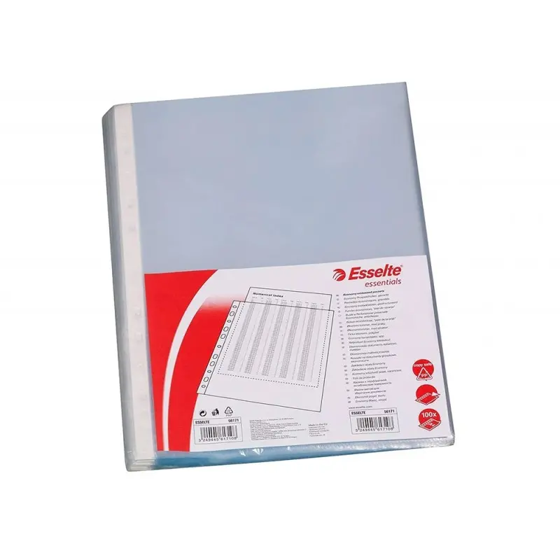 Funda multitaladro esselte folio polipropileno 80 mc cristal caja de 100 unidades