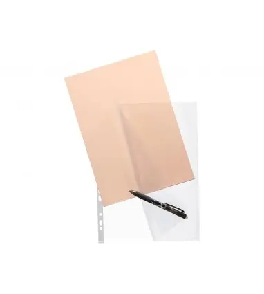 Funda multitaladro q-connect din a4 80 micras cristal bolsa de 25 unidades con apertura superior y lateral izquierda