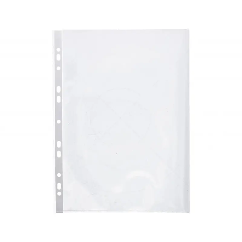 Funda multitaladro q-connect din a4 80 micras cristal bolsa de 25 unidades con apertura superior y lateral izquierda