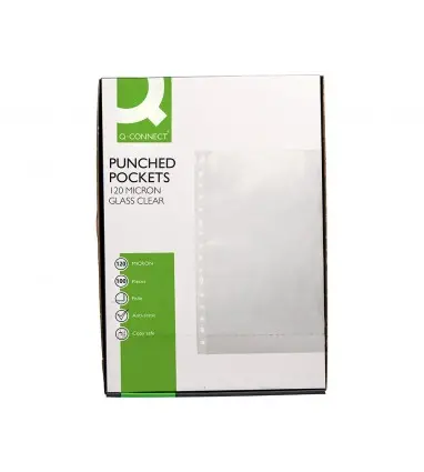 Funda multitaladro q-connect folio 120 mc cristal caja de 100 unidades