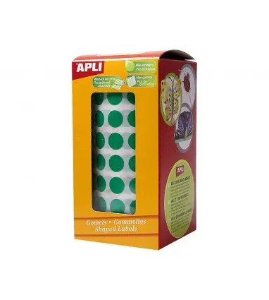 Gomets autoadhesivos circulares 10,5mm verde rollo de 5192 unidades