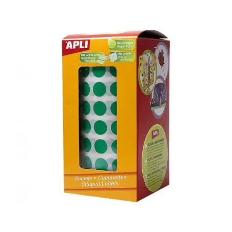 Gomets autoadhesivos circulares 10,5mm verde rollo de 5192 unidades