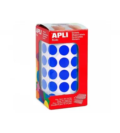 Gomets autoadhesivos circulares 15 mm azul en rollo con 2832 unidades