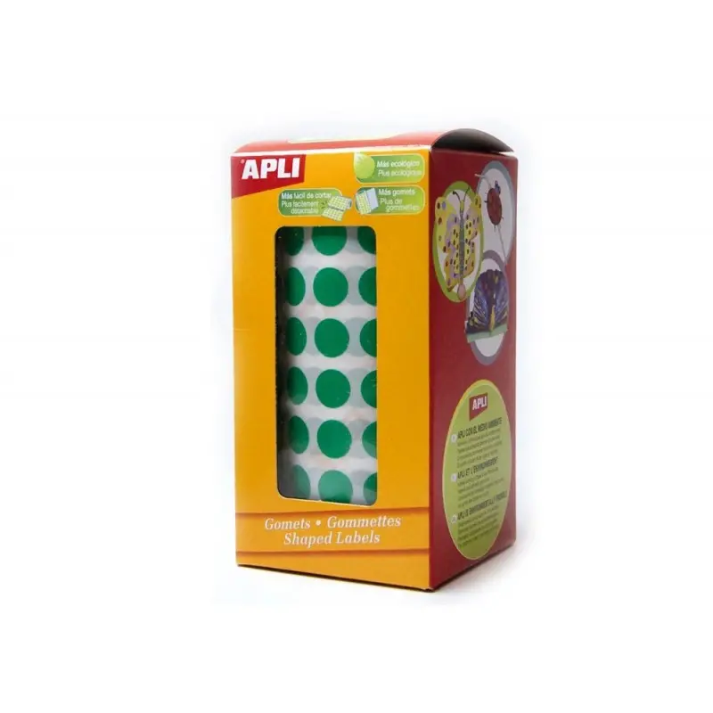 Gomets autoadhesivos circulares 20mm verde rollo de 1770 unidades
