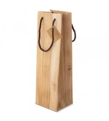 BOLSA PAPEL EFECTO MADERA 1 BOTELLA ABETO