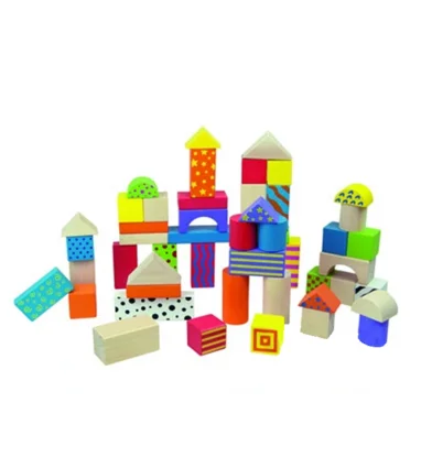 Juego andreutoys construccion bloques madera 50 piezas 18x18 cm