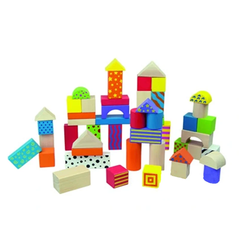 Juego andreutoys construccion bloques madera 50 piezas 18x18 cm