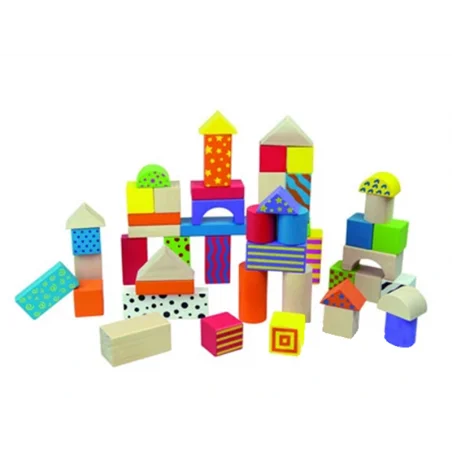 Juego andreutoys construccion bloques madera 50 piezas 18x18 cm
