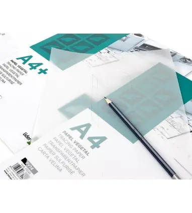 Papel dibujo liderpapel a3 297x420mm 70g/m2 vegetal sobre de 12 hojas.