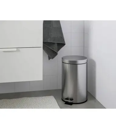 Papelera metalica q-connect con pedal cromada 32x21 cm capacidad 6 litros