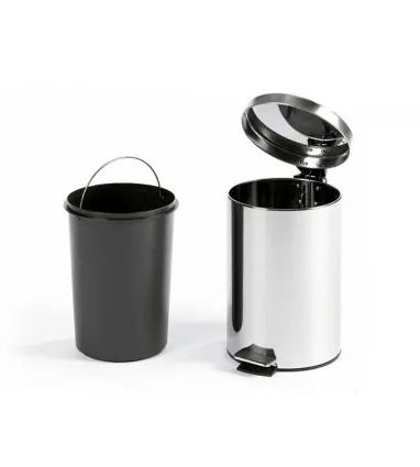 Papelera metalica q-connect con pedal cromada 32x21 cm capacidad 6 litros