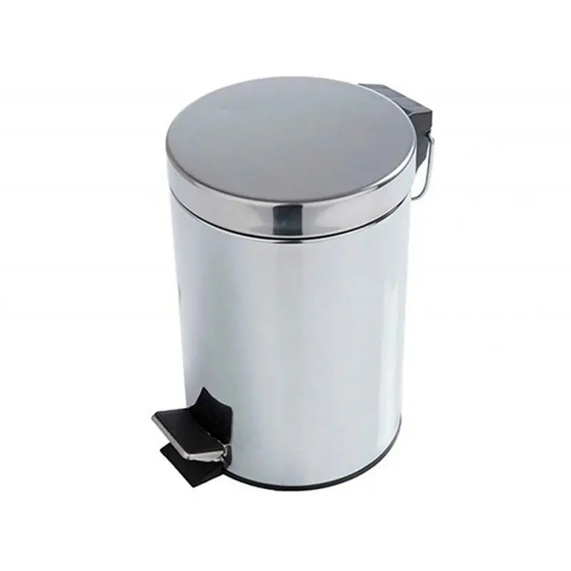 Papelera metalica q-connect con pedal cromada 32x21 cm capacidad 6 litros