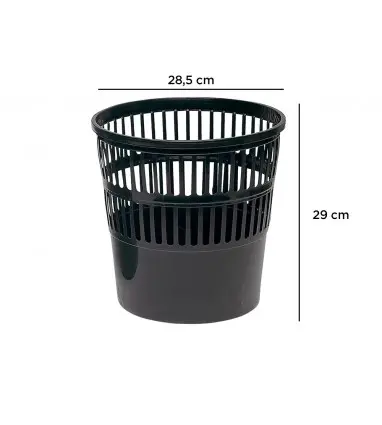 Papelera plastico q-connect 15 litros rejilla color negro 285x290 mm