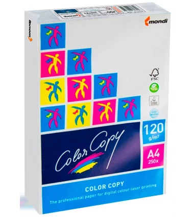 Papel fotocopiadora color copy din a4 120 gramos paquete de 250 hojas.