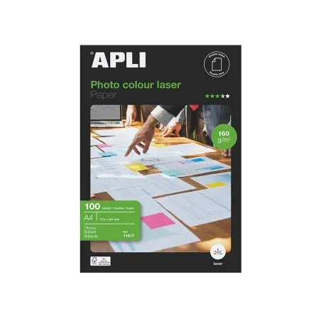 Papel fotografico apli glossy doble cara din a4 pack de 100 hojas 160 gr
