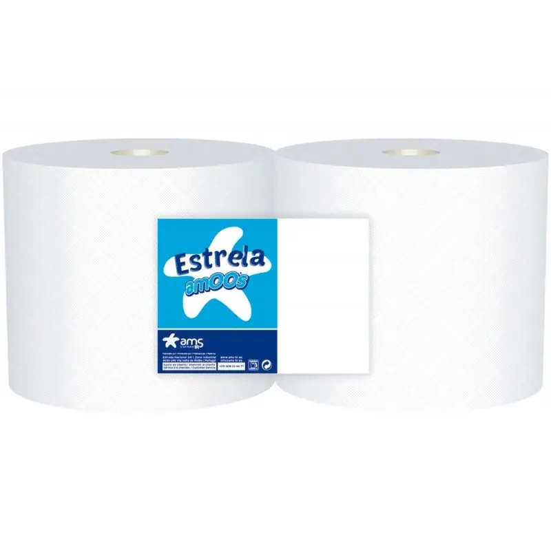 Papel secamanos industrial amoos 2 capas 235 mm x 400 mt paquete de 2 rollos
