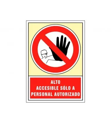 Pictograma syssa señal de prohibicion alto accesible solo a personal autorizado en pvc 245x345 mm
