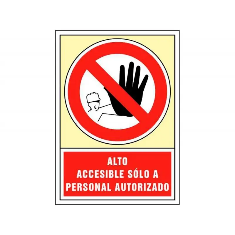 Pictograma syssa señal de prohibicion alto accesible solo a personal autorizado en pvc 245x345 mm
