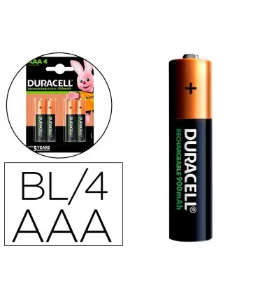 Pila duracell recargable staycharged aaa 900 mah blister de 4 unidades