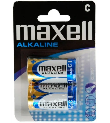 Pila maxell alcalina 1,5 v tipo c lr14 blister de 2 unidades
