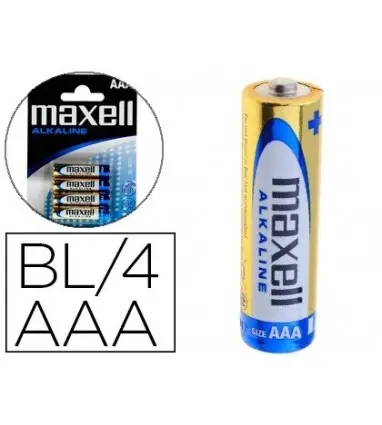 Pila maxell alcalina 1.5 v tipo aaa lr03 blister de 4 unidades