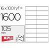 Etiqueta adhesiva apli 1274 tamaño 105x37 mm fotocopiadora laser ink-jet caja con 100 hojas din a4