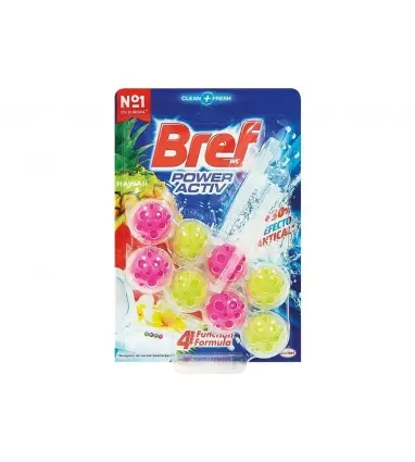 Desinfectante y ambientador de inodoro bref wc poder activo hawaii 50 g blister de 2 unidades