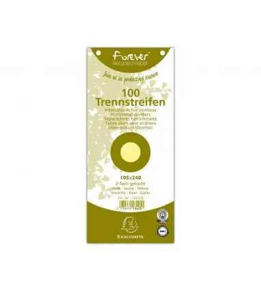 Separador exacompta cartulina de 180 gr juego de 100 separadores 105x240 mm con 2 taladros color amarillo